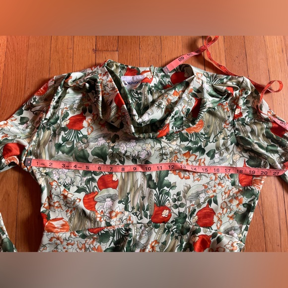 70s Vintage Vegetable Garden Print Green Maxi Dress - Picture 4 of 7